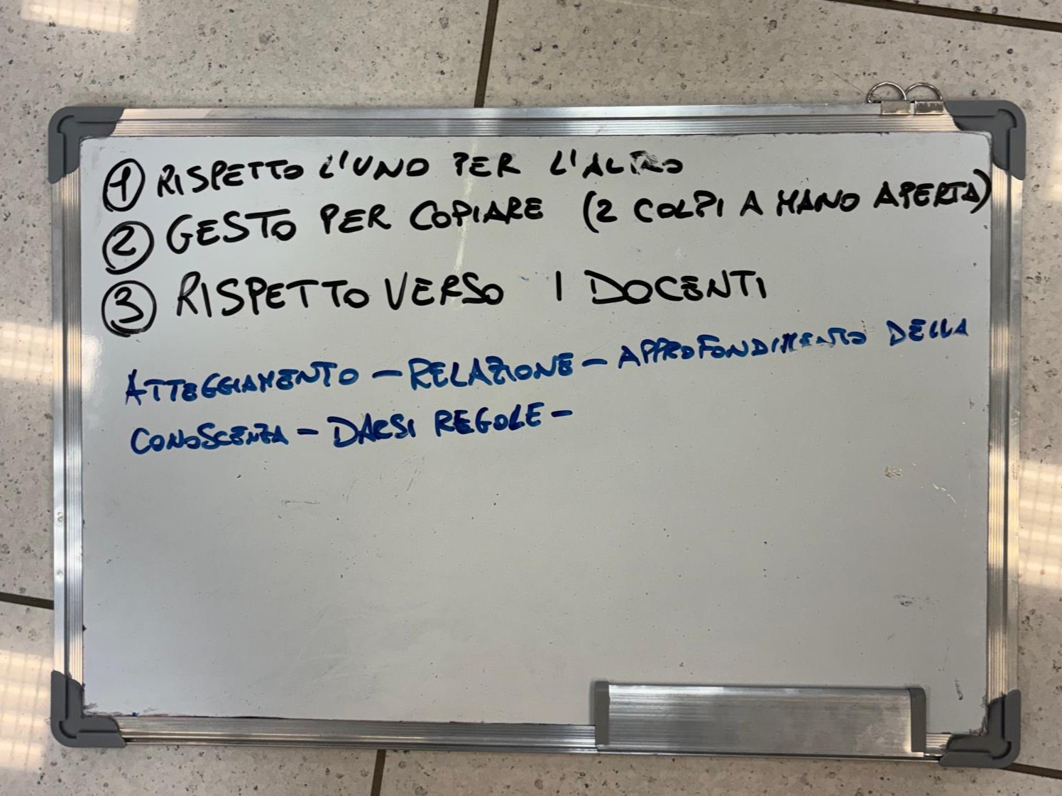 Lavagna con regole condivise del gruppo